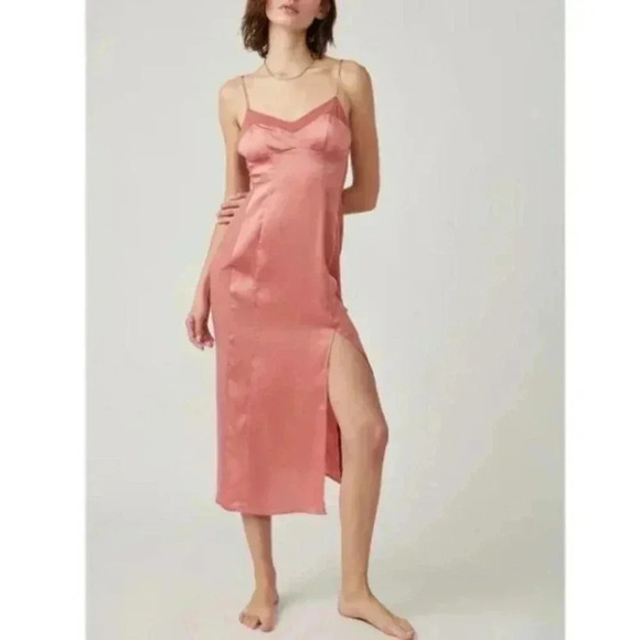Free People City Cool Midi Slip Dress Venetian Red Size L NWT $98 GORGEOUS - Picture 4 of 16